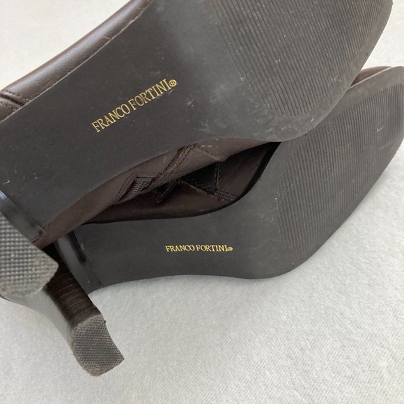 Franco Fortini "Leigh" Brown Leather Heeled Ankle Boots - Picture 10 of 14